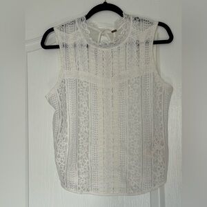 NWT Free People Ivory Mock Neck Lace Top